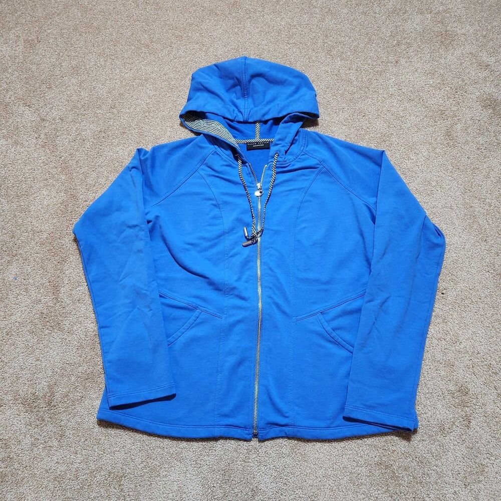 Susan Graver Weekend Jacket Women S Blue Full Zip Hooded